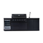 NG 95" 6-Burner 85000 BTU Black Outdoor Kitchen Island Grill Rotisserie kit Granite Countertops