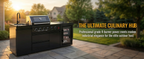 85" 4-Burner 72000 BTU Black Outdoor Kitchen Island Grill with Compact Refrigerator Marble Countertops Sink