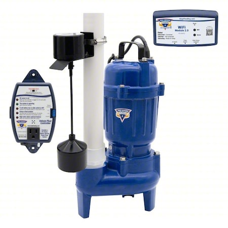 SewageEjectorPump,10ft,0.5hp,115VAC