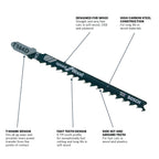 BOSCH T144D 5pc. 4 In. 6 TPI Speed for Wood T-Shank Jig Saw Blades