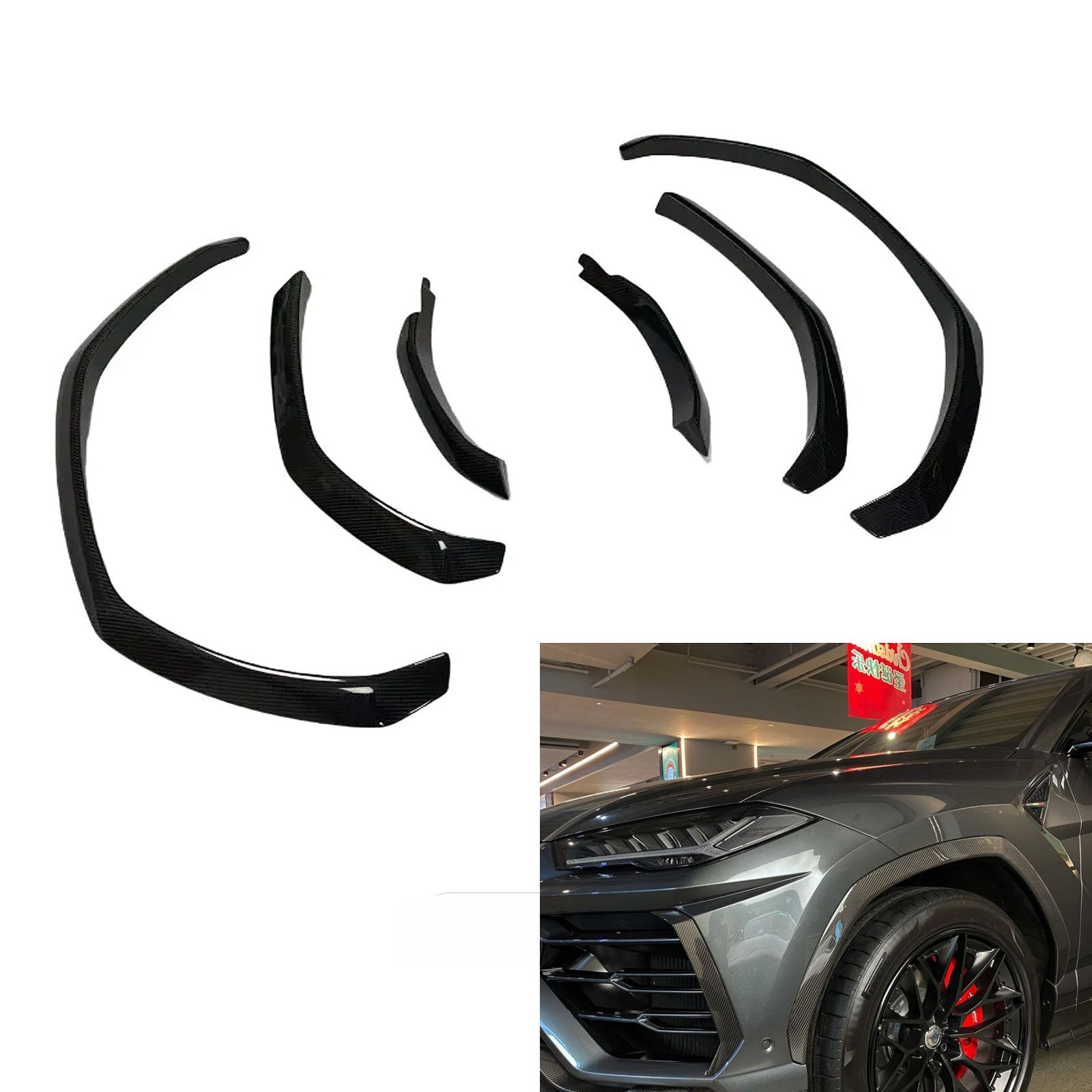 TC Style URUS Carbon Fiber Fender Flare Replacement Trim for Lambo Truck