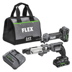 FLEX FXM203-2A Drywall Screw Gun With Magazine Attachment And Cut Out Tool Kit include (2) 2.5Ah Lithium-Ion Batteries, 160W Rapid Charger