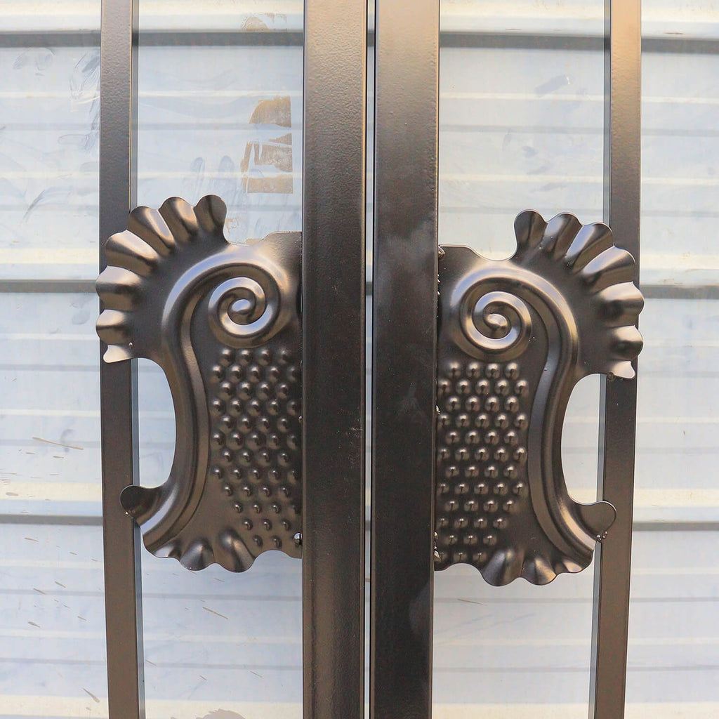 14x8 ft Steel Dual Swing Driveway Gate with Wider Goalposts