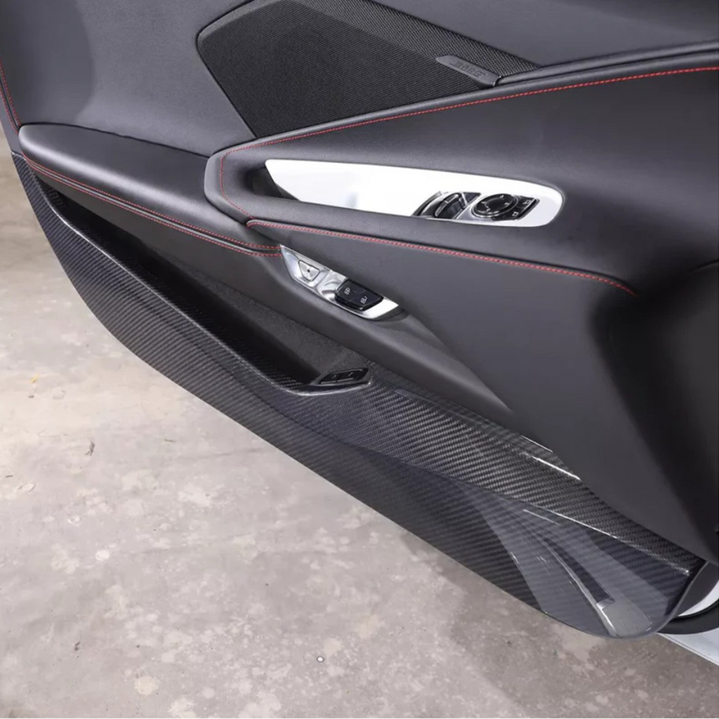 Dry Carbon Fiber Door Anti‑Kick Panel Cover V2 for Chevrolet Corvette C8