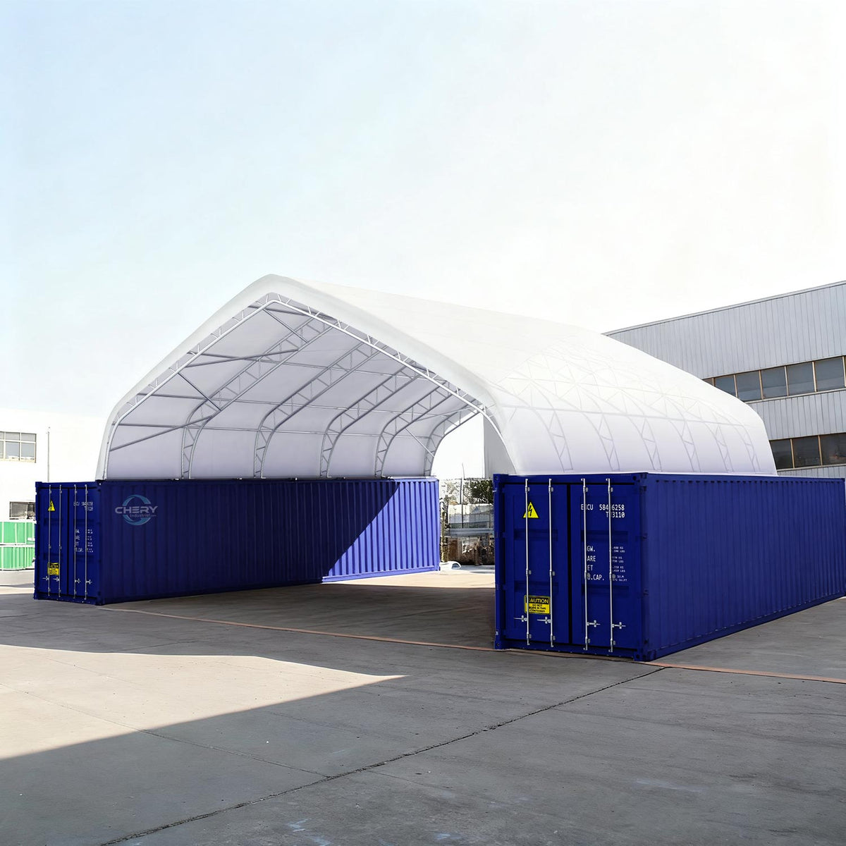 40'x40'x15' Double Truss Peak Container Canopy Shelter