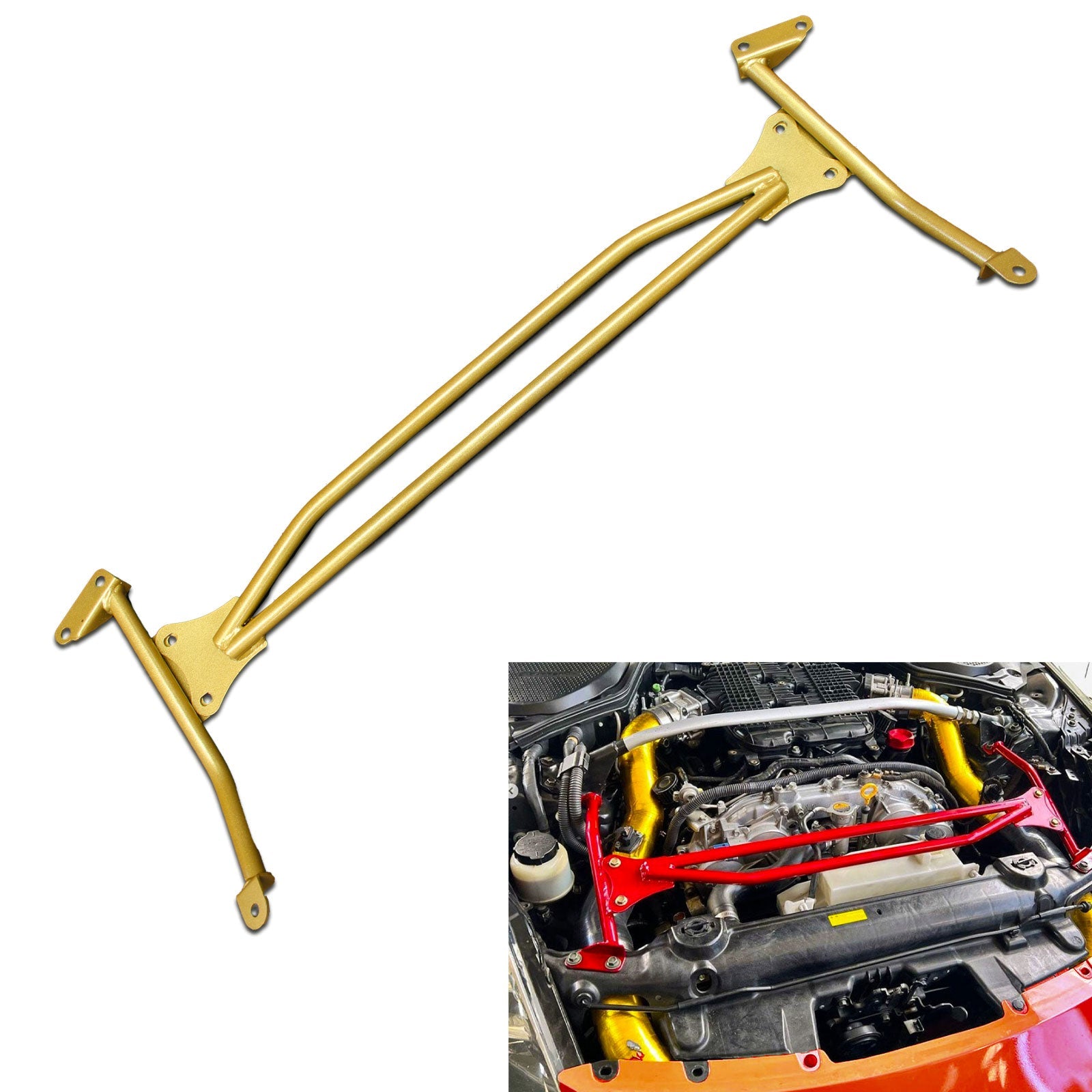 Upper Nismo Style Strut H Brace Bar Gold For VQ Nissan 350Z Z33 VQ35