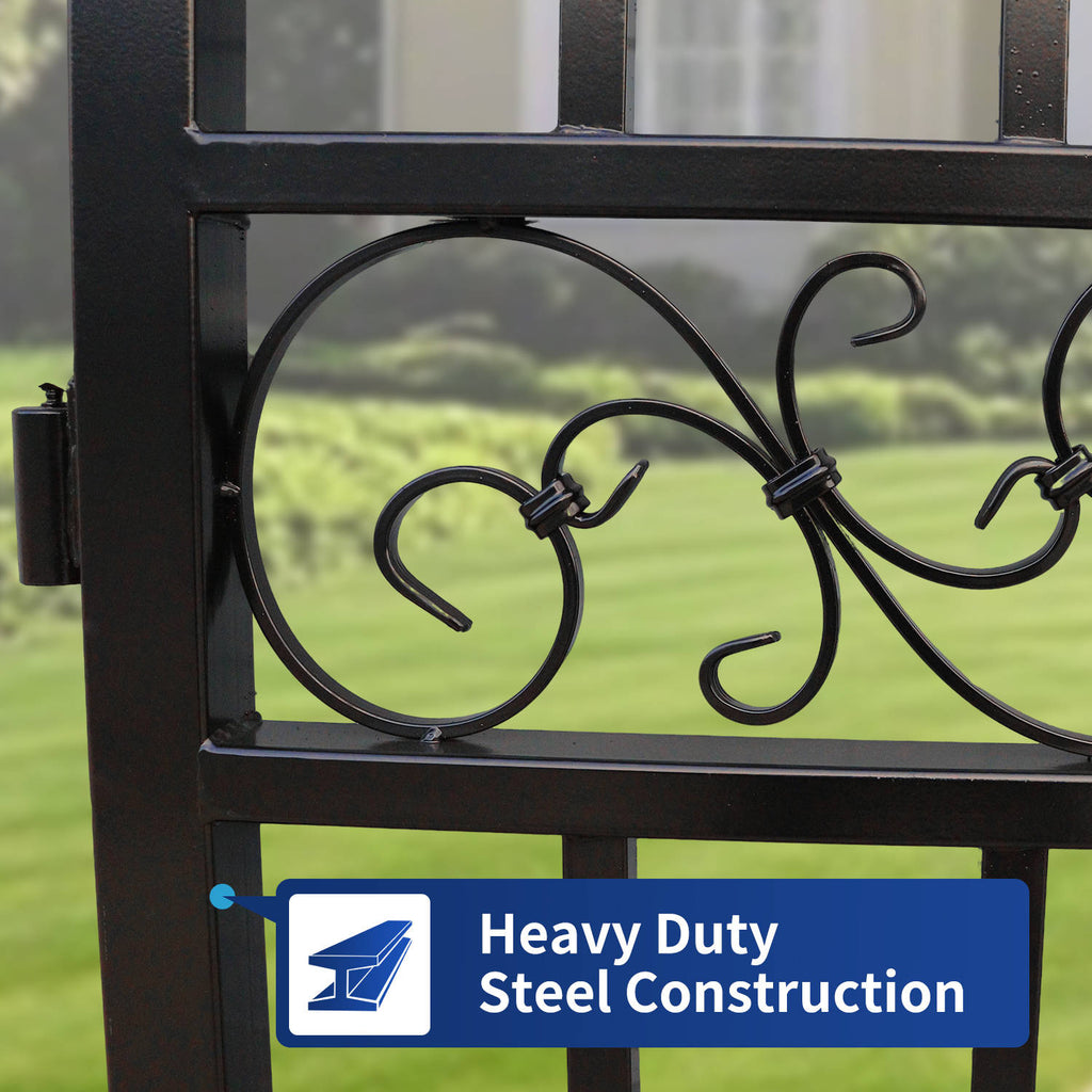 14x8 ft Steel Dual Swing Driveway Gate-European Style