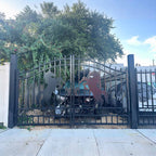 14x8 ft Steel Dual Swing Driveway Gate with Horse Pattern