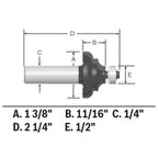 BOSCH 85604MC 1-3/8 In. x 11/16 In. Carbide-Tipped Cove and Bead Router Bit