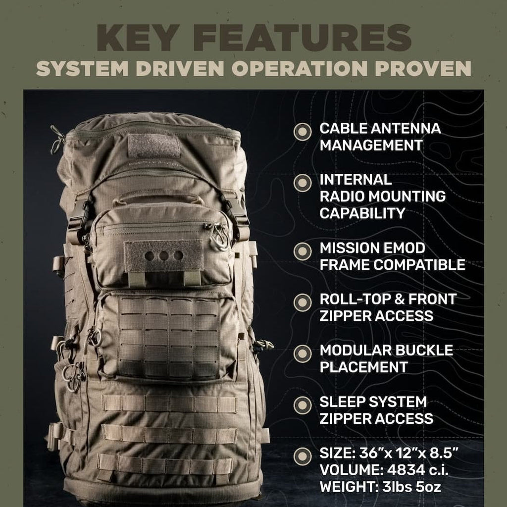 Eberlestock Mission Ruck Pack - Massive 80L Capacity & Radio-Ready Cable Routing - Full Modularity for Custom Gear Attachments