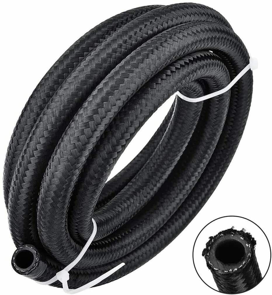 AN16 16AN Black Nylon Braided Stainless Steel Hose / Sold Per Foot