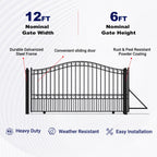 12x6 ft Steel Sliding Driveway Gate
