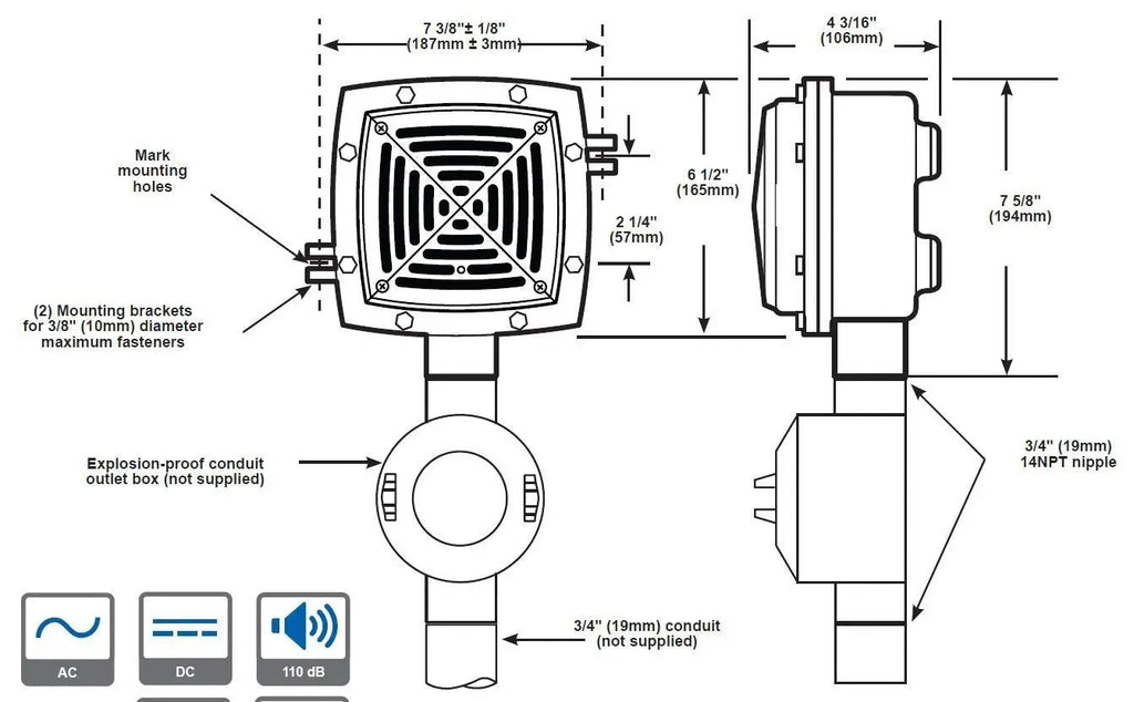 Kidde Explosion-Proof Fire Alarm Horn 20-24VDC for Industrial Safety
