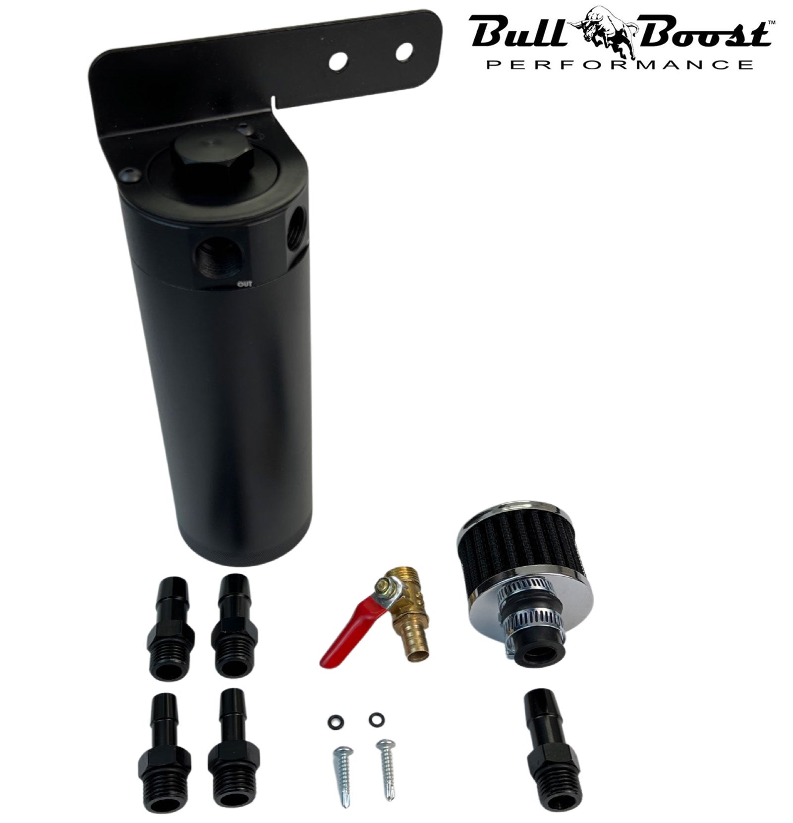 Universal Oil Catch Can Reservoir Tank Black Polish Baffled 7.5 oz Large