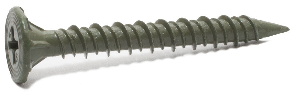 8 x 1 1/4 Phillips Wafer Hi-Low Cement Board Screws w/ Nibs Spoon Point Ruspert Coated - Carton (5000)