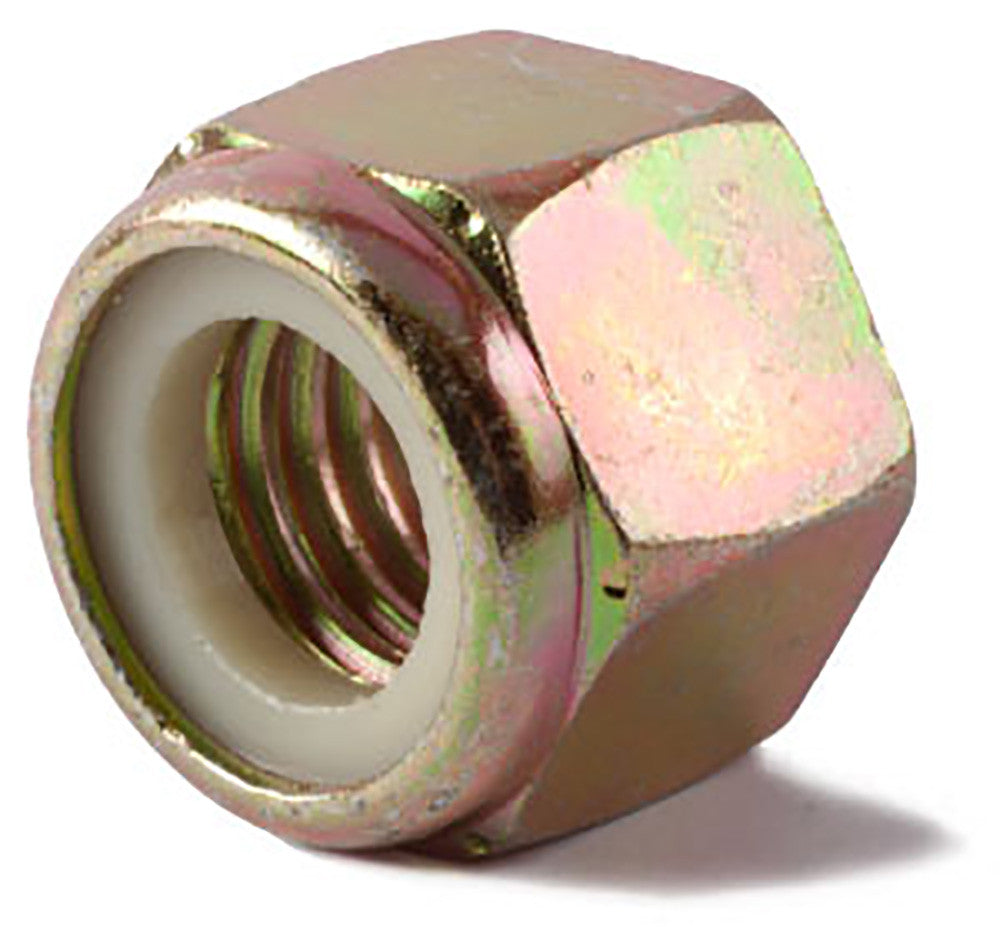 1/2-13 Grade 8 Nylon Insert Locknut Yellow Zinc Plated