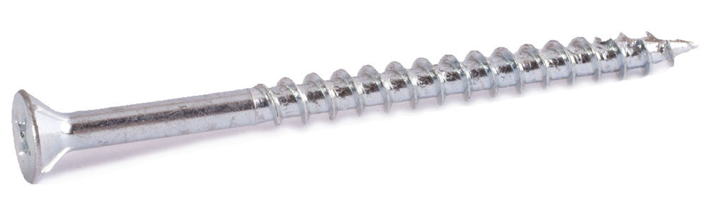 8 x 1 5/8 Phillips Flat Particle Board Screw w/ Nibs T17 Zinc Plated - Carton (5,000)