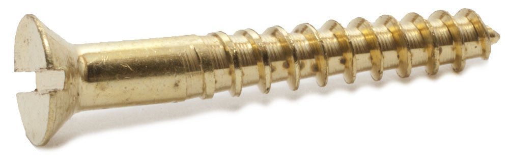 8 x 3/4 Slotted Flat Wood Screw Brass