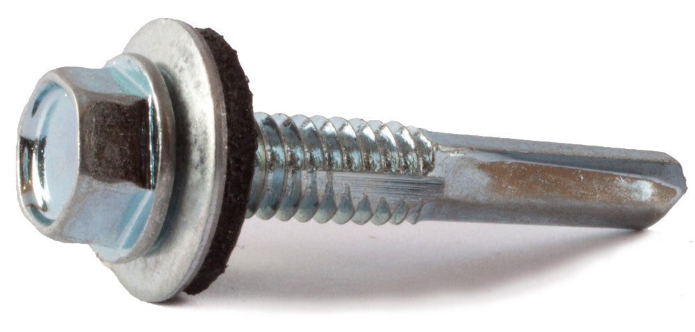 12-24 x 1 1/2 Hex Washer Head Self Drilling Screw TEK 5 w/ Neo Washer Zinc Plated