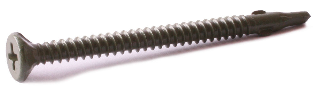 8 x 1 1/4 Phillips Flat w/ Nibs Self Drilling Cement Board Screws w/ Wings Ruspert Coated - Carton (5000)