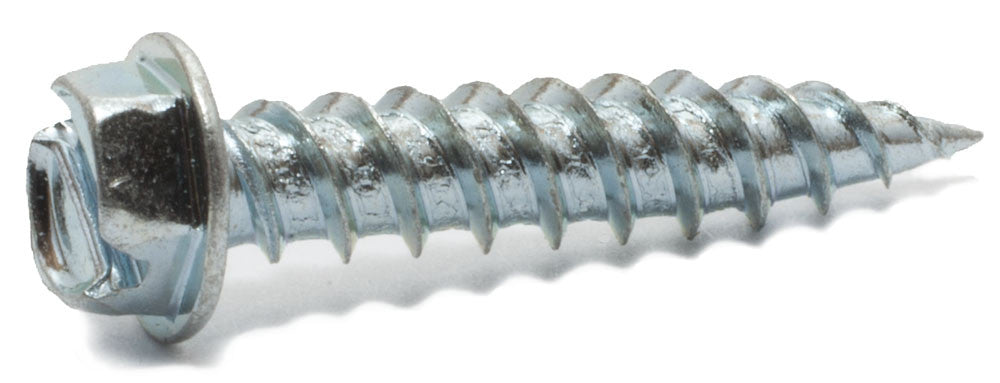 8 x 1 1/4 Slotted Hex Washer Self Piercing Screw Zinc Plated