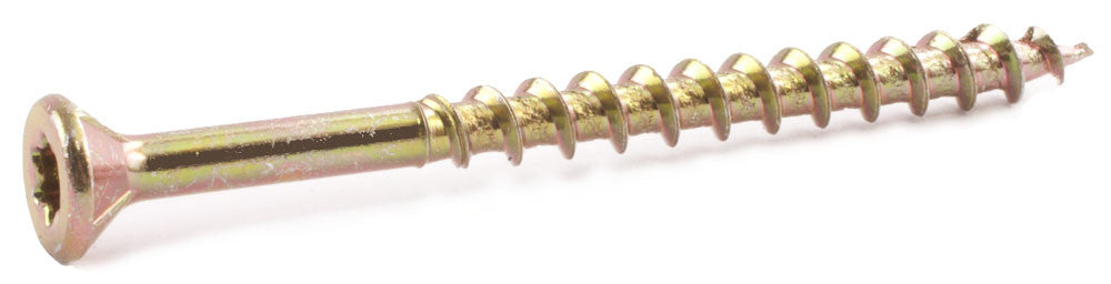 10 x 4 Star Flat Decking Screws w/ NIBS Yellow Zinc Plated T17 - Carton (800)