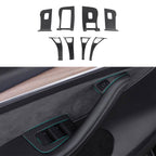 Dry Carbon Fiber Window & Door Switch Covers for Model Y / Model 3（Left Hand Drive）