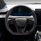 TESERY Touch Horn Plaid Round Steering Wheel Replacement for Tesla Model S / X 2021-2023