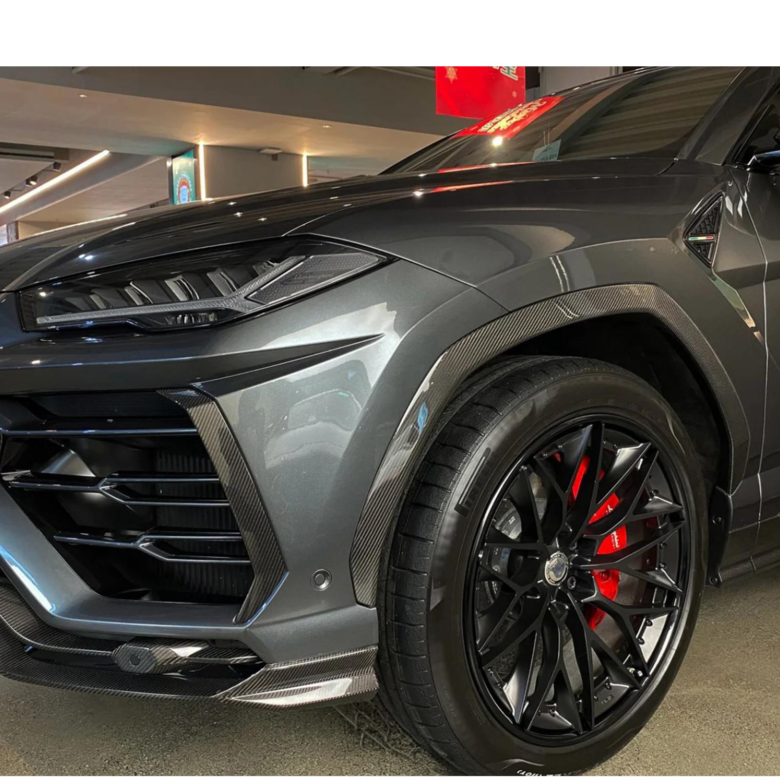 TC Style Carbon Fiber Fender Flare 3M Trim for Lamborghini Urus Overlay