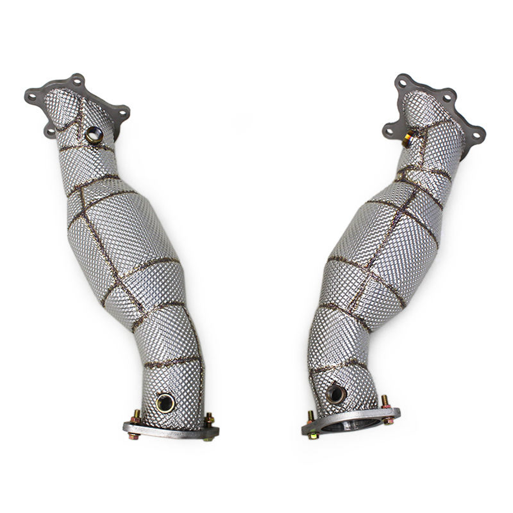High‑Flow Catted Stainless Steel Downpipe with Heat Shield for Nissan GT‑R R35 3.8TT
