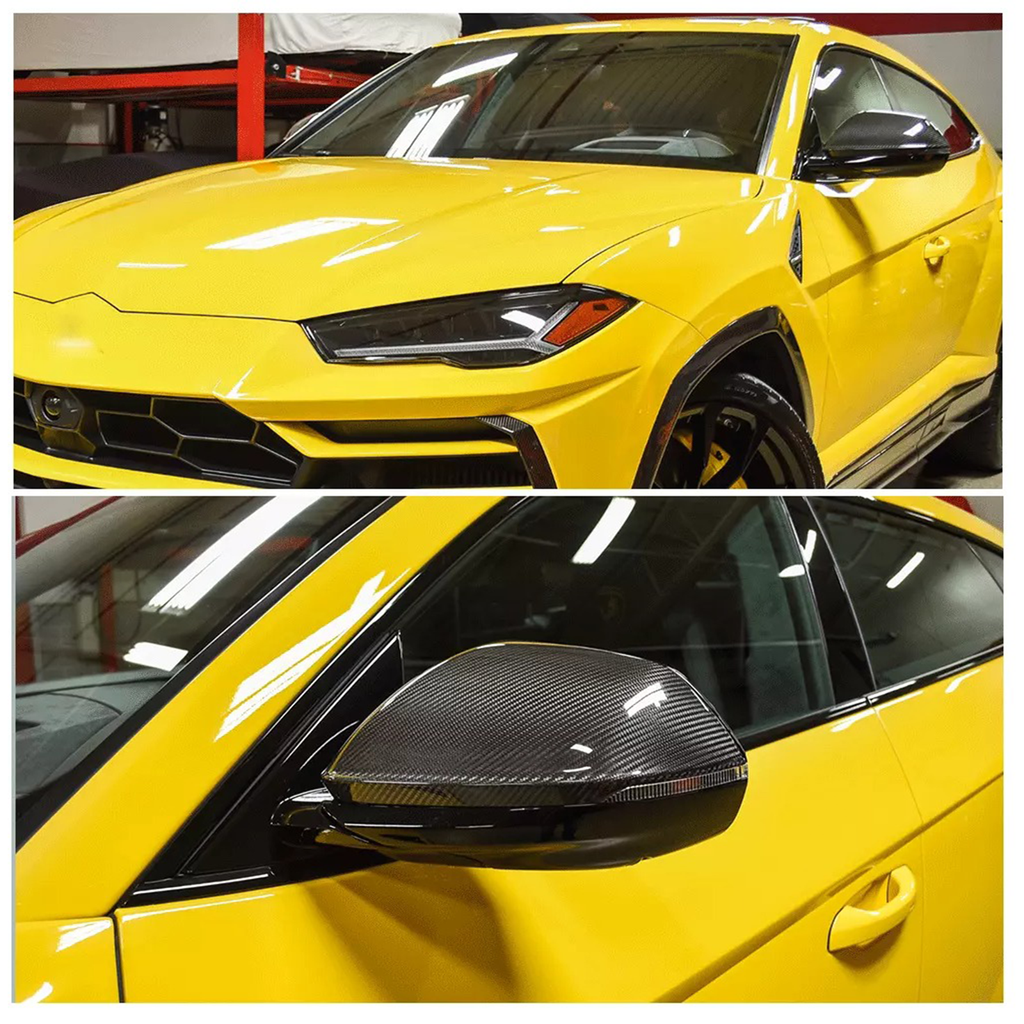 Dry Carbon Fiber Mirror Cover Caps for Lamborghini Urus Description