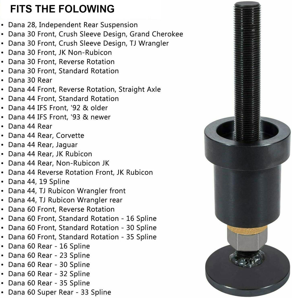Front Inner Axle Side Seal Installation Tool & MG21103 Front Axle Tube Seal for Dana 30/44/60 Front differentials Fits Jeep Wrangle, Ford, Dodge, Volve and more.