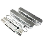Aluminum finned Valve Covers w/ Coil Mounts & Cover for LS Engine Polished