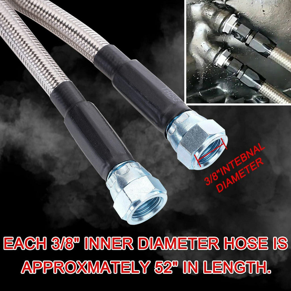SS Braided Transmission Cooler Hose Lines Fit For TH350 700R4 TH400 52" Length