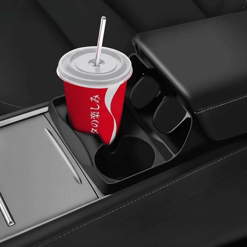 Silicone Center Console Cup Holder Insert for Model 3 & Model Y | Anti-Spill