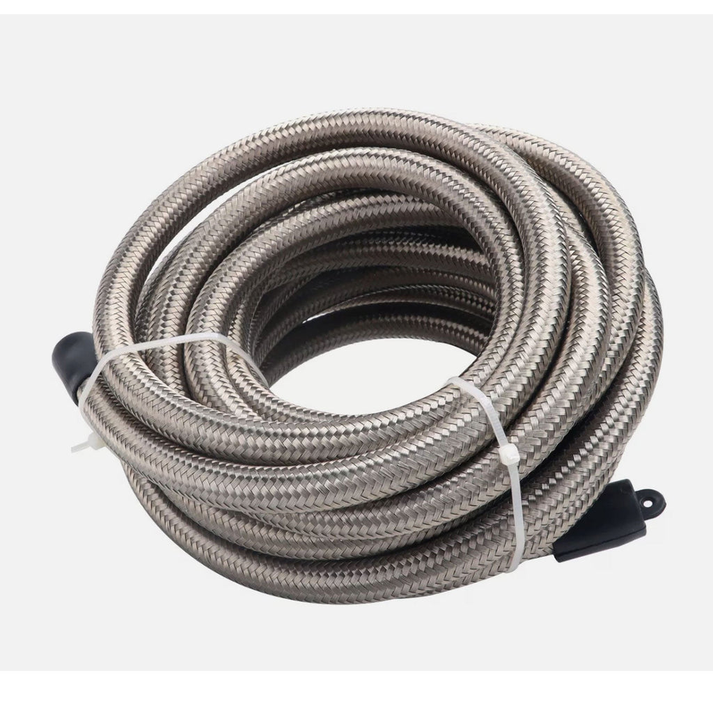 10AN/8AN/6AN Fitting Stainless Steel Braided Oil Fuel Hose Line Kit 5Feet Silver