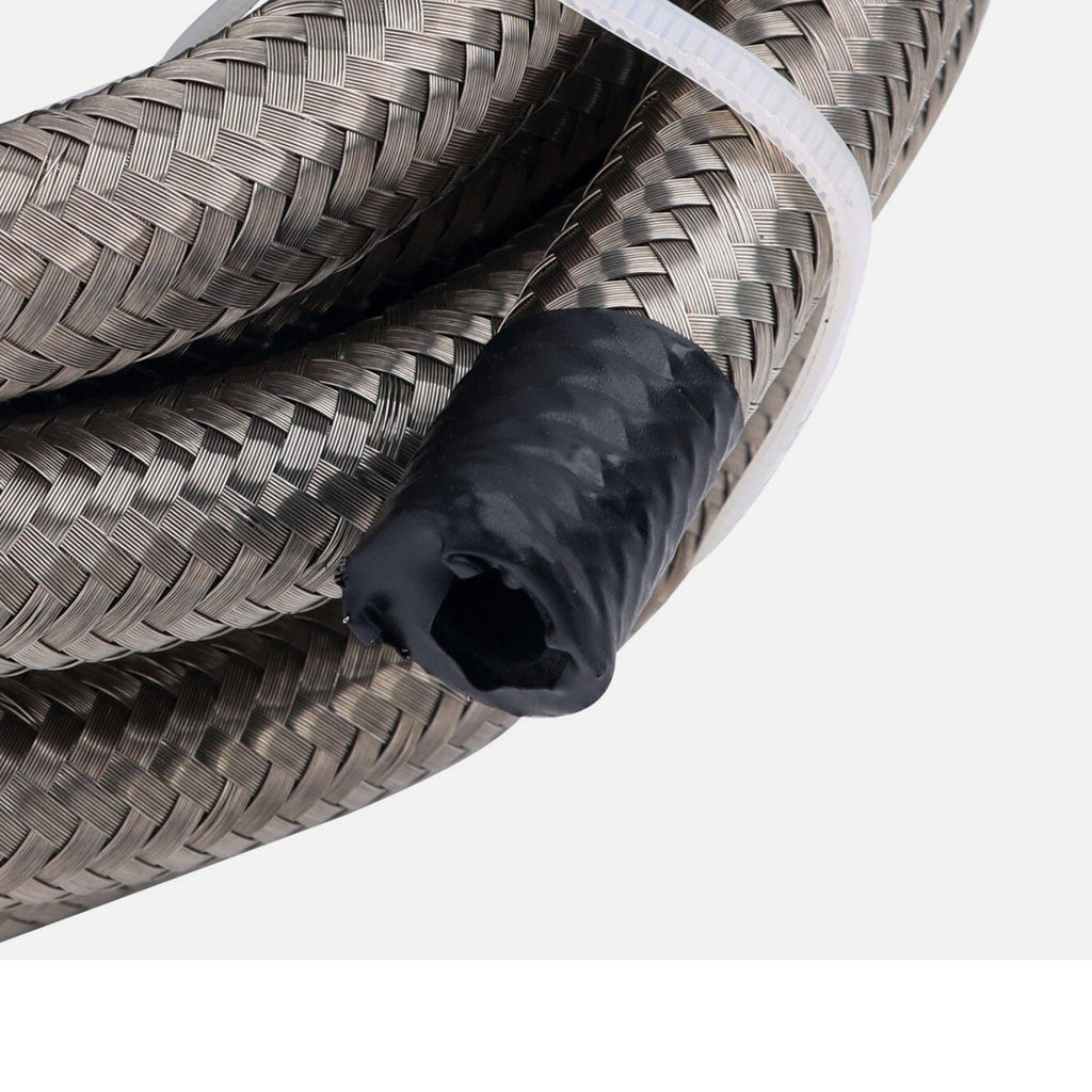 10AN/8AN/6AN Fitting Stainless Steel Braided Oil Fuel Hose Line Kit 5Feet Silver