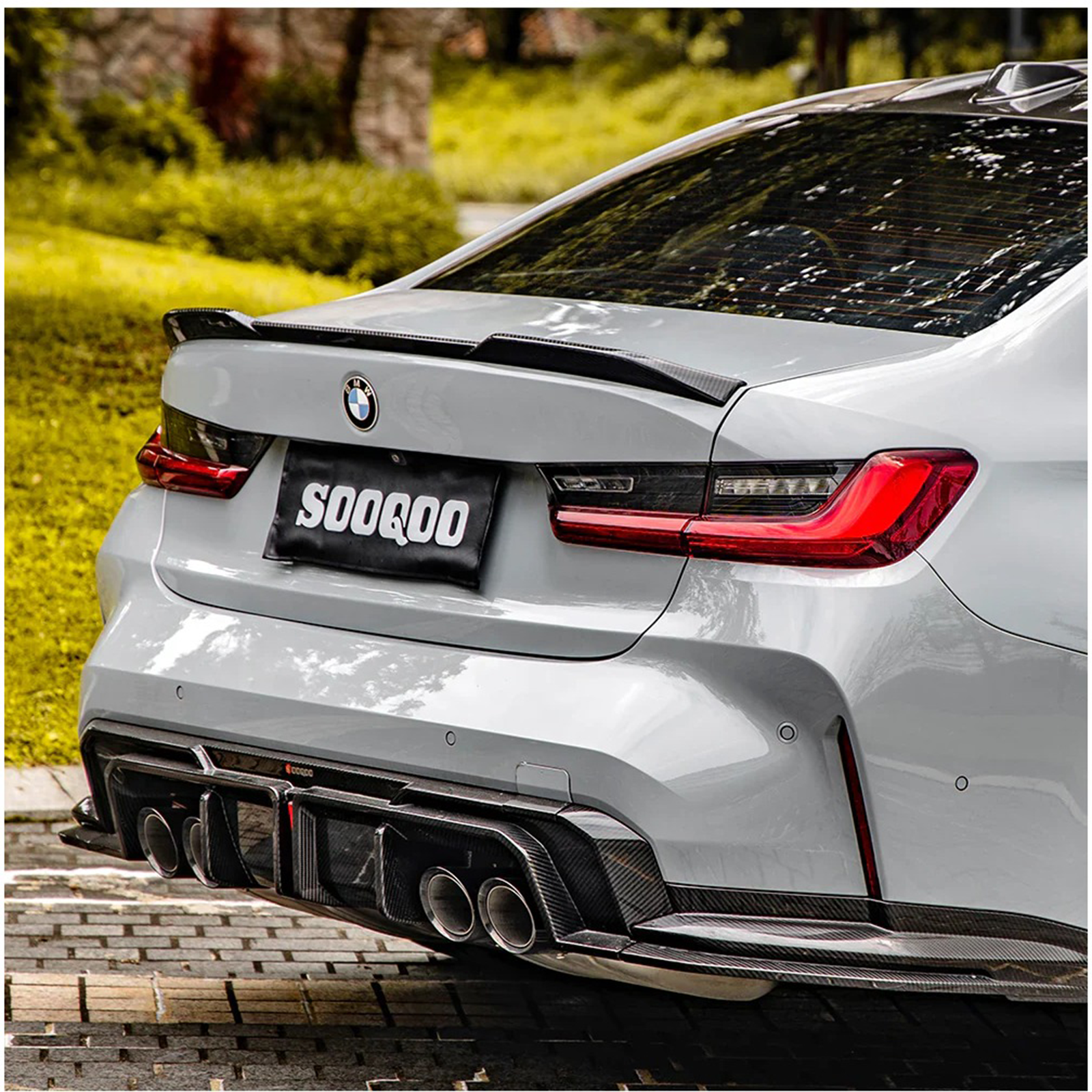 Carbon Fiber Rear Diffuser w/ Brake Light & Splitter for BMW G80 G81 M3 G82 G83 M4