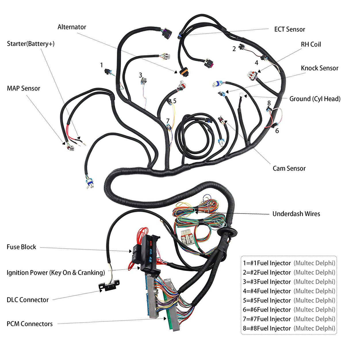 For 2003-2007 LS3 Standalone Wiring Harness T56 Or Non Electr LS 4.8 5.3 6.0 DBW