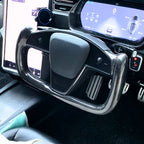 TESERY Touch Horn Carbon Fiber Yoke Plaid Steering Wheel Upgrade for Tesla Model S / X 2021-2023