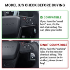 TESERY Touch Horn Plaid Round Steering Wheel Replacement for Tesla Model S / X 2021-2023