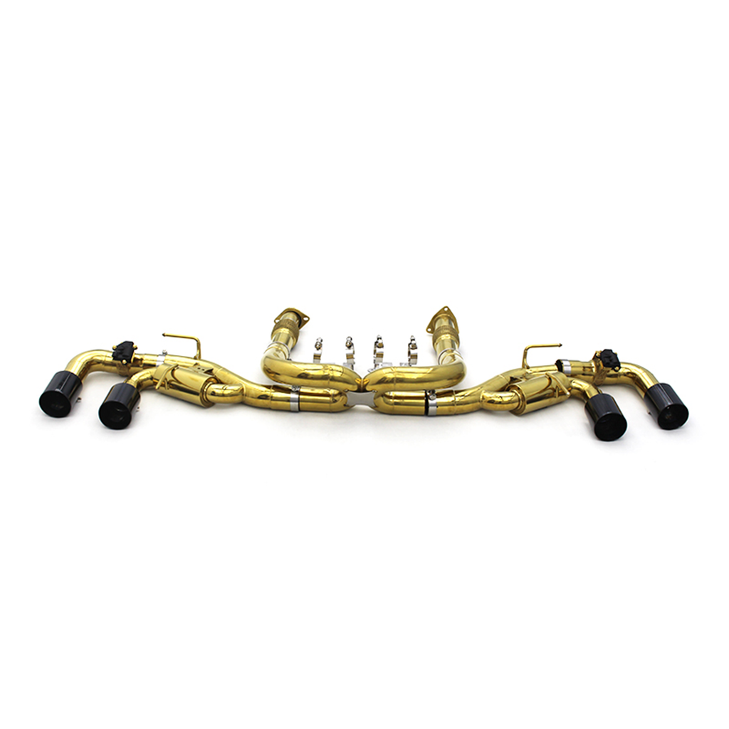 Valved Gold Plated Catback Exhaust Carbon Fiber Tips for Corvette C8