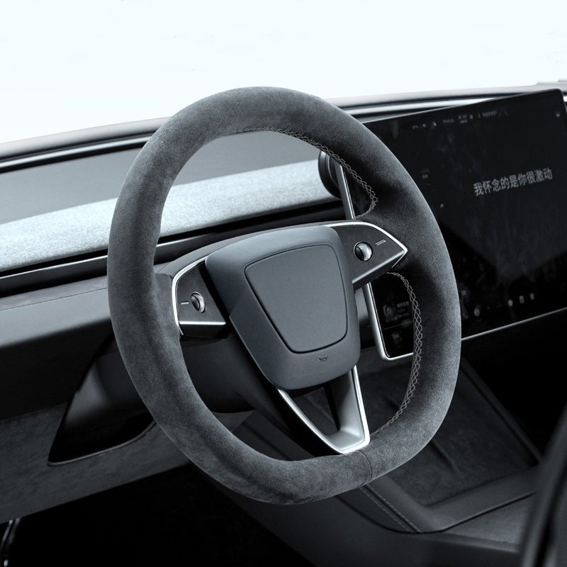 TESERY Alcantara Steering Wheel Cover for Model Y Juniper / Model 3 Highland / Model YL
