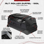 Vertx RLT 100L Duffel Bag - Large 100L Rolling Gear Bag - Keeps Gear Dry & Easy to Organize