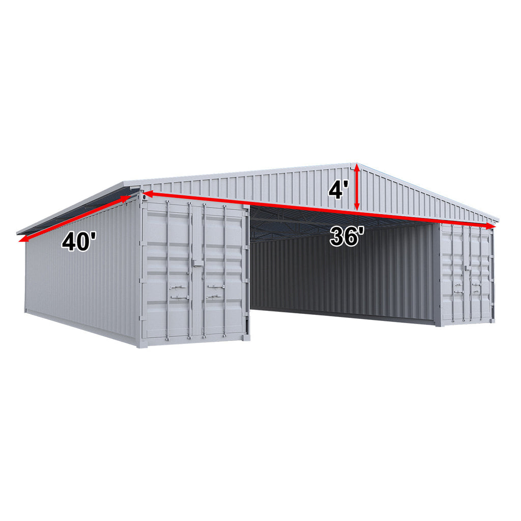 W36'xL40'xH4' Steel Shipping Container Roof Kit