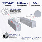W36'xL40'xH4' Steel Shipping Container Roof Kit