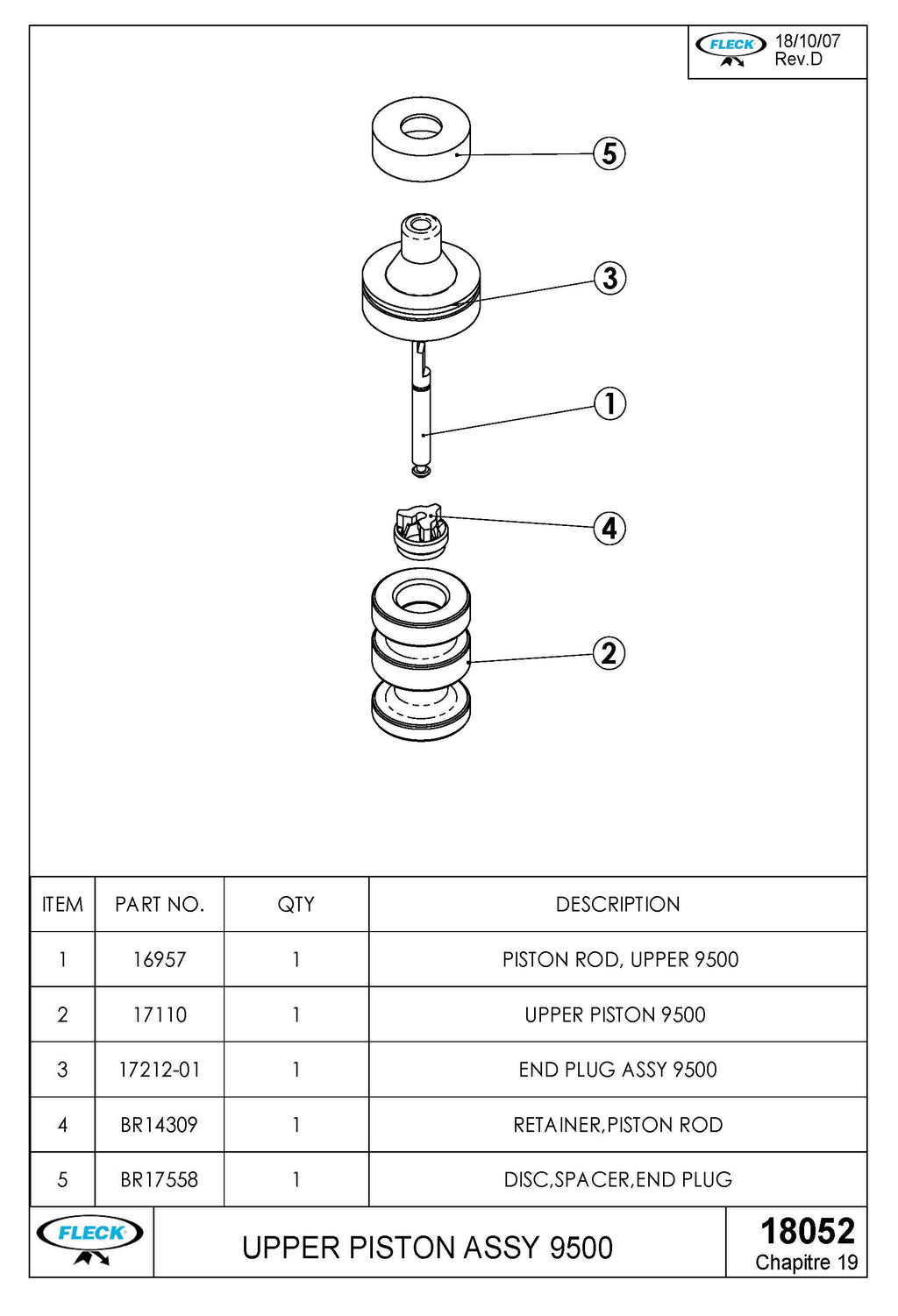 Fleck 60108, 9500 Upper Piston Assembly